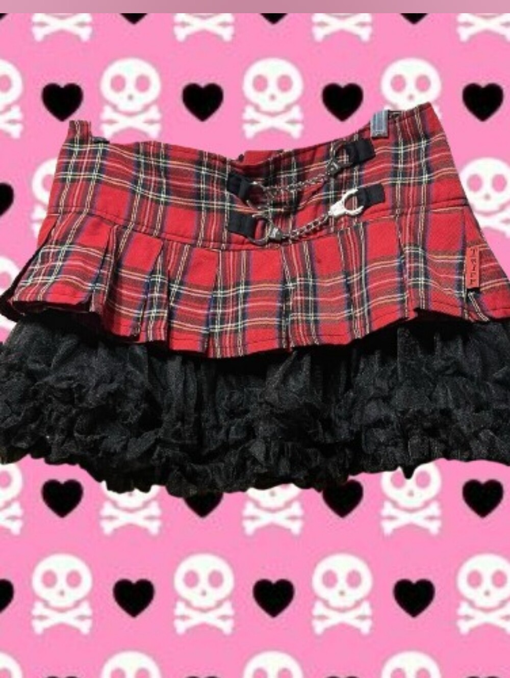 Vintage Tripp NYC Plaid Handcuff Tulle Tiered Mini Skirt